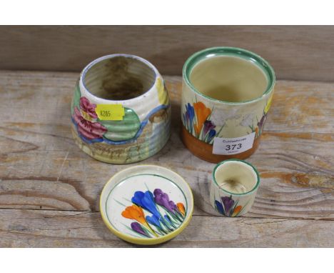 FOUR PIECES OF CLARICE CLIFF TO INLCUDE CROCUS ETC