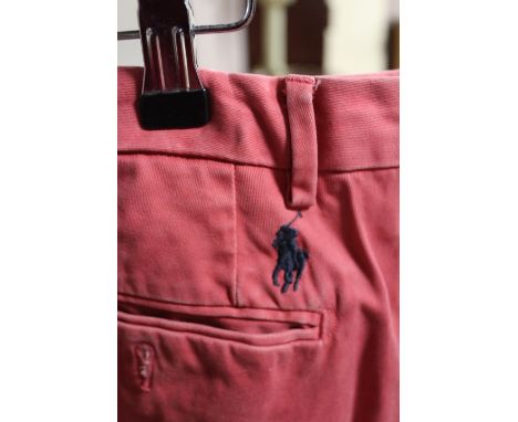 TWO PAIRS OF VINTAGE PLUS FOURS TOGETHER WITH A PAIR OF VINTAGE POLO BY RALPH LAUREN CHINOS AND A PAIR OF MOLESKIN TYPE TROUS