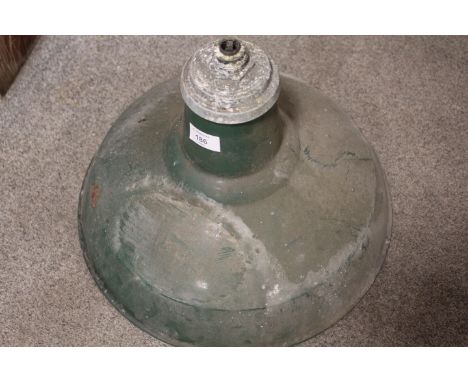 A VINTAGE GREEN ENAMEL INDUSTRIAL LIGHT SHADE
