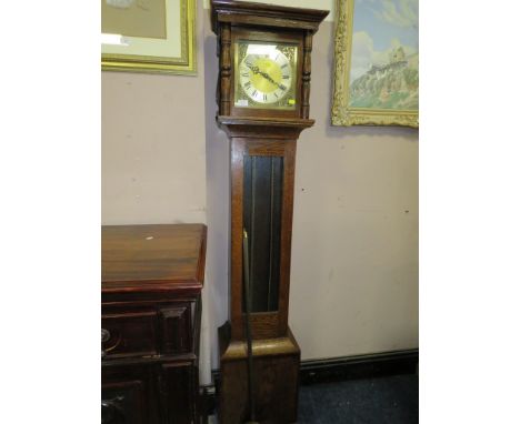 A MODERN TRIPLE WEIGHT LONGCASE CLOCK WITH GLASS FRONT