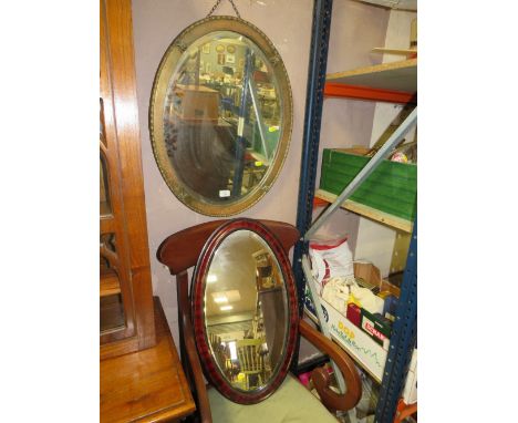 A VINTAGE COPPER HANGING MIRROR AND ANOTHER MIRROR (2)