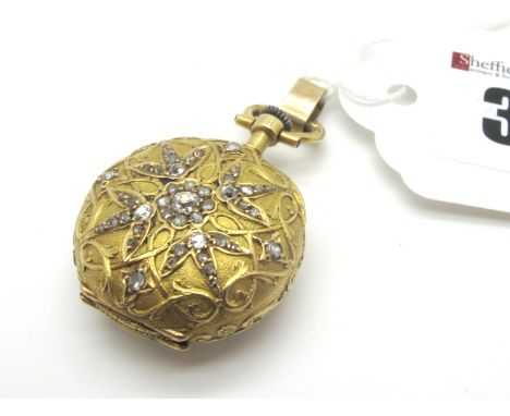 Invicta; A Diamond Set Ladies Pendant Fob Watch, the signed white dial with black Roman numerals, the movement stamped "LeCou