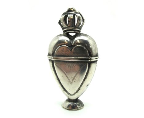 A Circa XVIII Century Scandinavian 'Hovedvansaeg', of heart shape with coronet finial, on oval domed base, prick dot initiall
