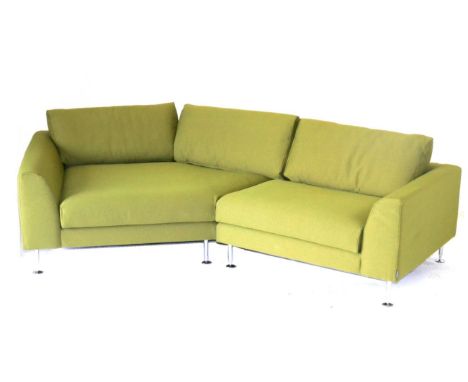 A Furninova Green Upholstered Blues Night Model Corner Sofa, of recent date, in two sections, with overstuffed cushions, maxi