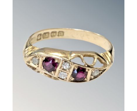 An antique 18ct gold ruby and diamond ring, size N CONDITION REPORT: 2.9g