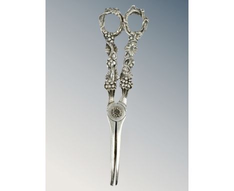 A pair of silver grape scissors, William Summers, London 1869