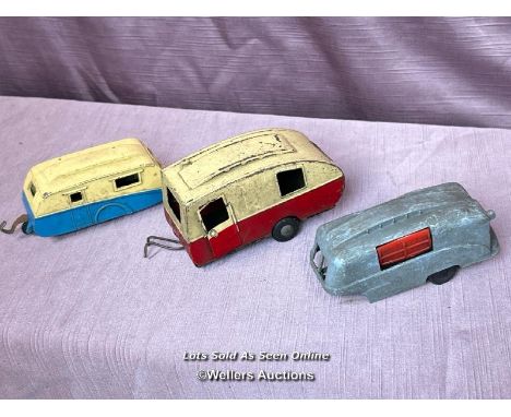 THREE MODEL TRAILERS INCLUDING DINKY TOYS CARAVAN NO. 190, TRI-ANG CARAVAN AND ONE OTHER 