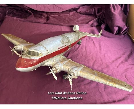 SCRATCH BUILT BOEING YB18 MODEL PLANE FITTED WITH WHAT APPEARS TO BE BATTERY AND ELECTRIC SWITCHES (UNTESTED). WINGSPAN 70CM 
