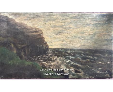 OIL ON CANVAS PAINTING OF A SEASCAPE, SIGNED AED, 61 X 35.5CM 