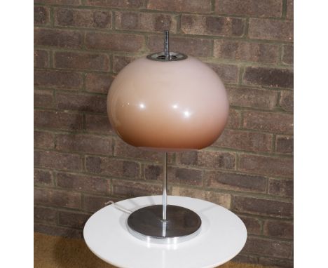 Harvey Guzzini  Mushroom table lamp orange acrylic shade on white base 41cm high. Provenance: Solar House, Oxfordshire.  Sola