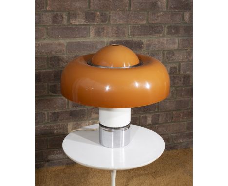 Luigi Massoni (1930-2013) for Harvey Guzzini Brumbury table lamp, circa 1970 orange acrylic shade 44cm high. Provenance: Sola