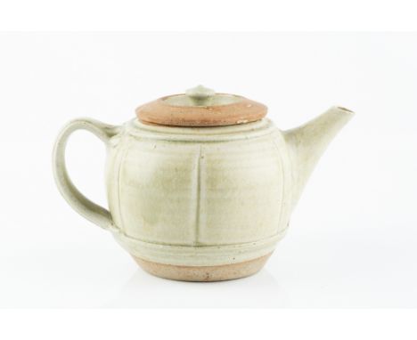Richard Batterham (b.1936) Teapot with celadon glaze 13cm high.