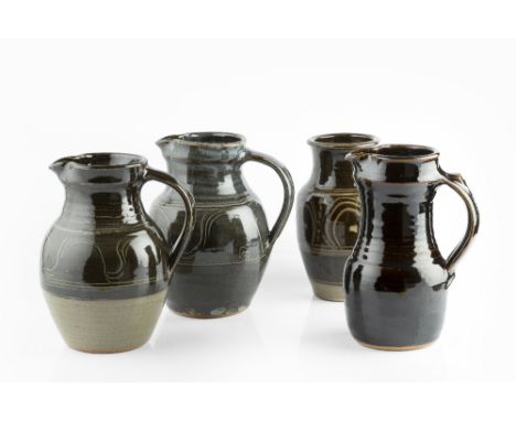 Ray Finch (1914-2012) at Winchcombe Pottery Three jugs and a vase each with impressed potter's seal tallest 22cm high (4).