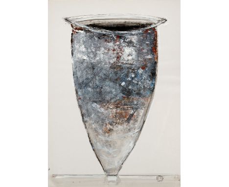 Robin Welch (1936-2019) Design for vase stamped signature (lower right) mixed media painting on card 63 x 44cm, unframed.