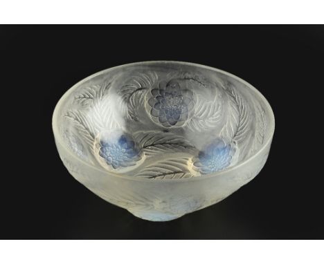 René Lalique (1860-1945) Dahlia pattern bowl No. 3210, opalescent glass 24cm diameter.