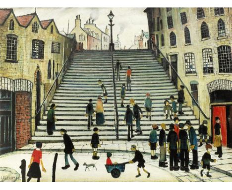 After Laurence Stephen Lowry (1887-1976) The Steps at Wick 56/95, numbered and with blindstamp colour print published by Chel