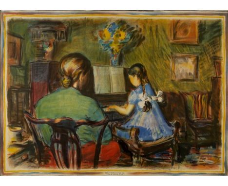 Ruskin Spear (1911-1990) The Piano Lesson, 1945 lithograph published by the Council for the Encouragement of Music and the Ar