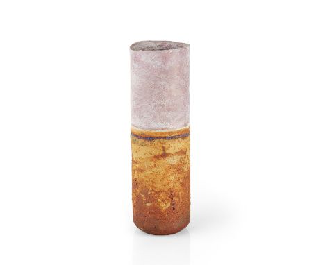 Robin Welch (1936-2019) Australian landscape vessel with textured glazes impressed potter's seal 32cm high.