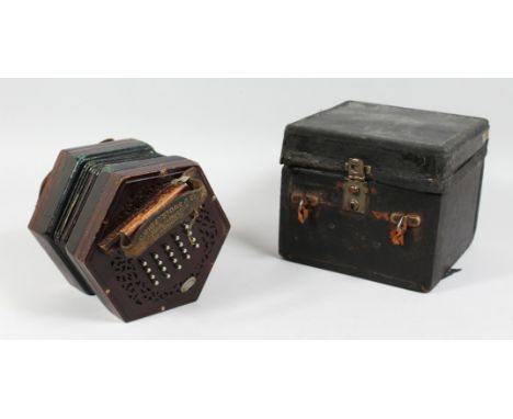 C. WHEATSTONE &amp; CO., A FORTY EIGHT BUTTON METAL ENDED CONCERTINA, serial no. 34625. in its cloth covered travelling case 