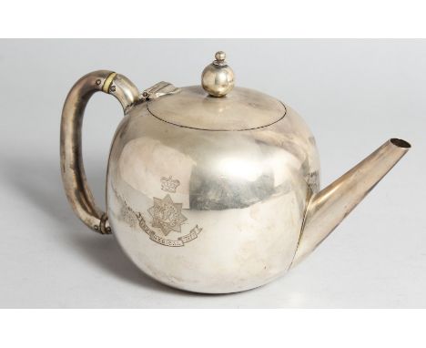 A VICTORIAN MAPPIN BROS. SILVER TEA POT, London, 1891, weight 9ozs, engraved, Army Medical Corps Star.