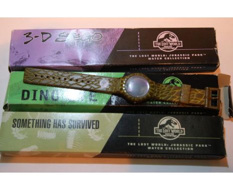 Sealed pack of three Jurassic Park The Lost World wristwatches. P&amp;P Group 1 (£14+VAT for the first lot and £1+VAT for sub