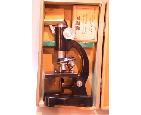 Boxed SEL student microscope. P&amp;P Group 2 (£18+VAT for the first lot and £3+VAT for subsequent lots) 
