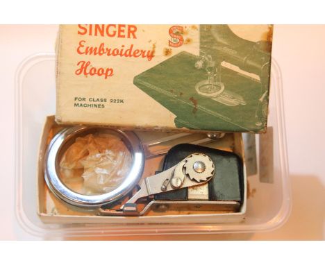 Singer embroidered hoop and other spares. P&amp;P Group 1 (£14+VAT for the first lot and £1+VAT for subsequent lots) 