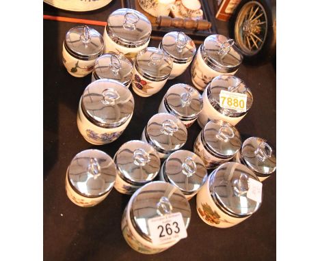 Collection of 17 Royal Worcester egg coddlers. Not available for in-house P&amp;P. 