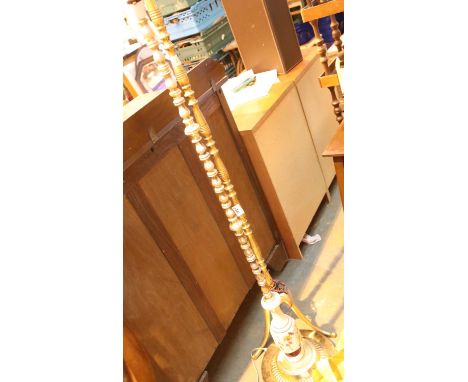 Antique brass standard lamp and a modern brass and ceramic lamp. Not available for in-house P&amp;P. 