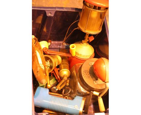 Mixed items including lamp and butter churn. Not available for in-house P&amp;P. 