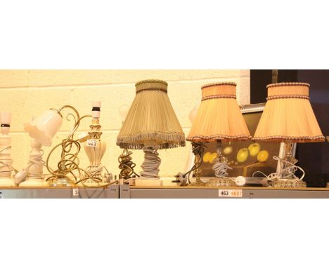 Shelf of vintage table lamps. Not available for in-house P&amp;P. 