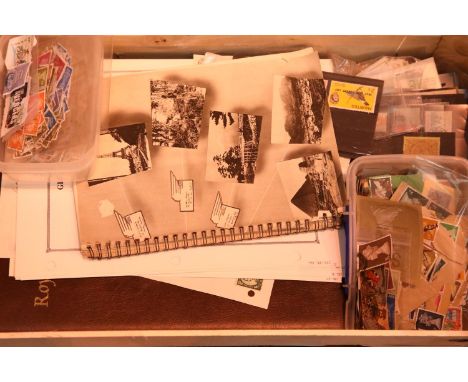 Box of mainly GB stamps, loose, in album and on pages. P&amp;P Group 2 (£18+VAT for the first lot and £3+VAT for subsequent l