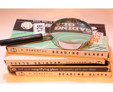 Five new old stock magnifying glasses. P&amp;P Group 2 (£18+VAT for the first lot and £3+VAT for subsequent lots) 