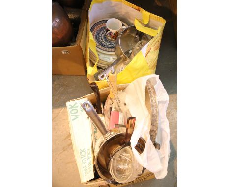 Selection of kitchenware, pans and ceramic plates etc. Not available for in-house P&amp;P. 