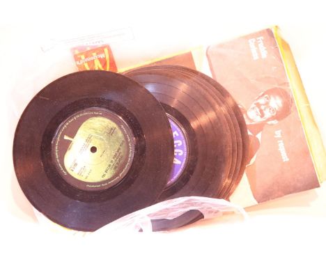 Selection of 45 RPM singles including Beatles, Rolling Stones and Bowie (no sleeves). P&amp;P Group 1 (£14+VAT for the first 