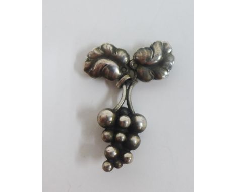 Georg Jensen 'Moonlight Grapes' Sterling silver brooch, stamped with makers mark GEORG JENSEN Sterling Denmark, 217 / A, 4cm 