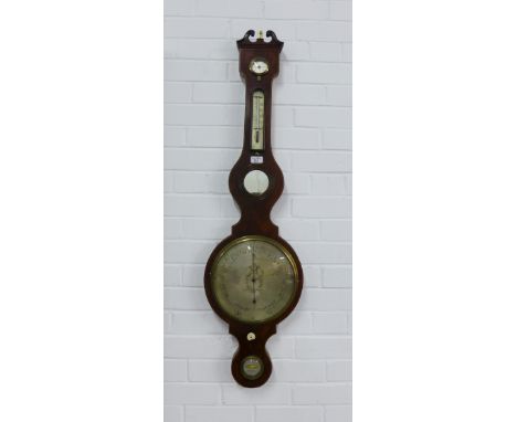 Rosewood and inlaid five dial banjo barometer, 115cm 