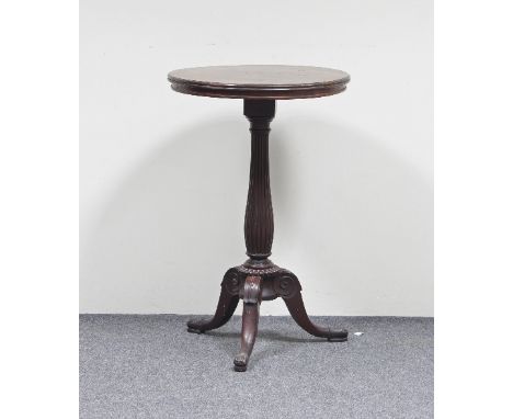 A Regency mahogany tripod table on a turned and reeded column and tripod support, 45cm diameter Condition Report: Lot 700
The