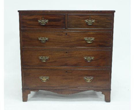 A 19th Century mahogany chest of two short over three long drawers on bracket feet, 104.5cm wide 