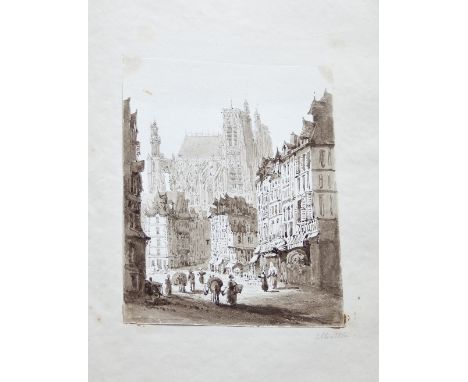 J G, 19th Century School/Album of watercolours and drawings, circa 1840, depicting cities and landscapes, including Antwerp, 