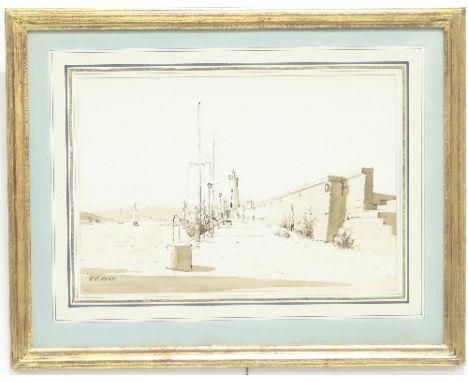 Graham Rust (British, born 1942) [ARR]/Harbour Scene/ink wash, 22cm x 33cm /and two others by the same/Note: Artist's Resale 