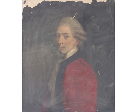 18th Century British School/Portrait of Thomas Everard of Randalstown, County Antrim/half length, wearing a red coat/oil on c