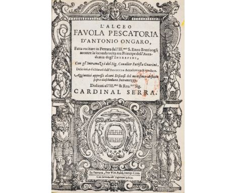 Fishing.- Ongaro (Antonio) L'Alceo favola pescatoria, title within ornate woodcut historiated architectural border incorporat