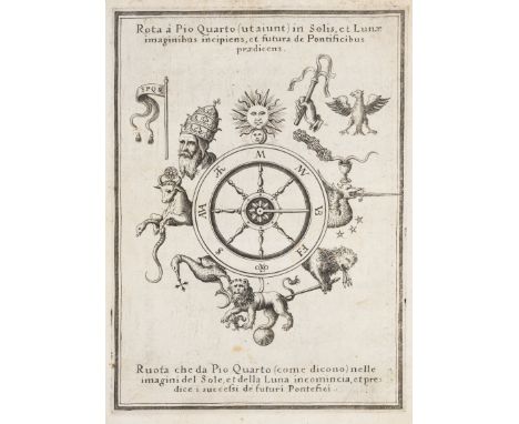 Emblemata.- Joachim of Fiore. Vaticinia, sive Prophetiae Abbatis Ioachimi, first edition, engraved pictorial title, numerous 