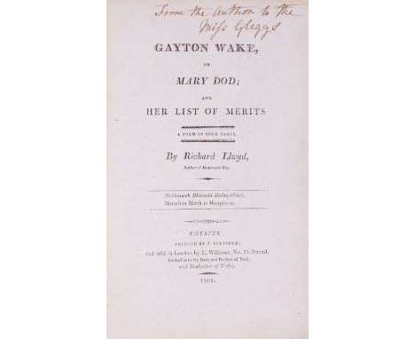 Llwyd (Richard) Gayton Wake, or Mary Dod; and her List of Merits. A Poem in Four Parts, first edition, half-title, advertisem
