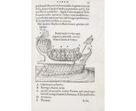 Baif (Lazare de) Annotationes in L.II. De captivis & postliminio reversis; in quibus tractatur de re navali, second edition, 