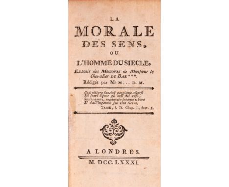 [Mirabeau (Honor&eacute;-Gabriel Riqueti, Comte)] La Morale des Sens, ou l'Homme du Si&egrave;cle, light browning, stain to p