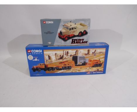 Corgi - Heavy Haulage - 2 x limited edition trucks in 1:50 scale, a Diamond T980 with 24 wheel Girder Trailer and generator l