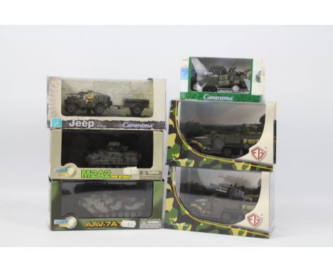 Dragon Armor - Cararama - DeAgostini - 6 x boxed military vehicles in 1:43 scale including M3A Half Track, Land Rover Series 