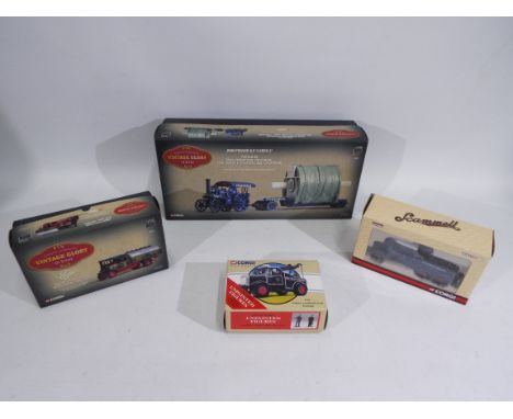 Corgi - Vintage Glory - 4 x truck models in 1:50 scale including Fowler B6 Road Locomotive with low loader and load # 80102, 